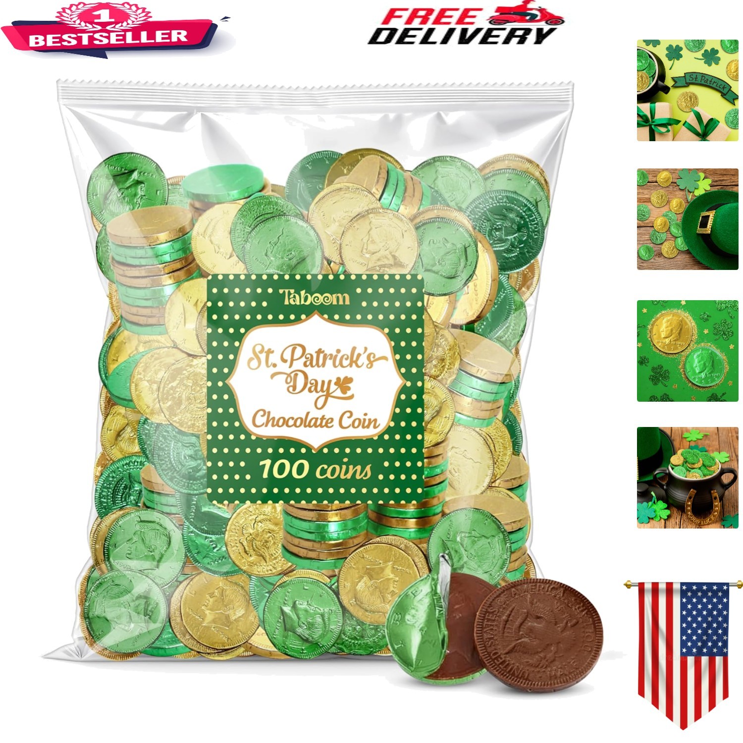 Rich Belgian Milk Chocolate Coins – 100 Festive Coins for Parties & Celebrations