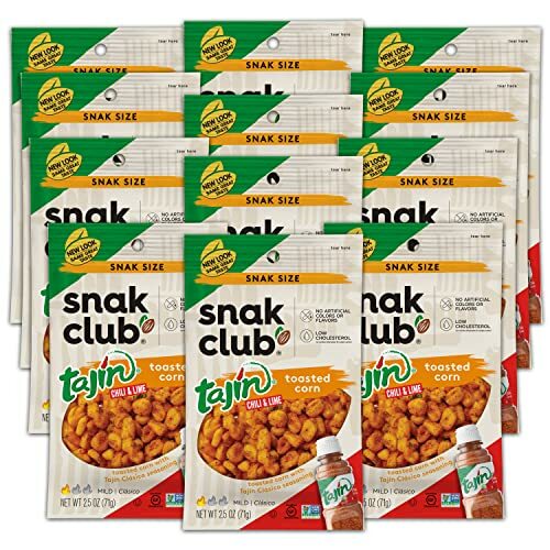 Snak Club Toasted Corn Tajin Clásico Chili & Lime,Low-Cholesterol 2.5oz(12 Pack)