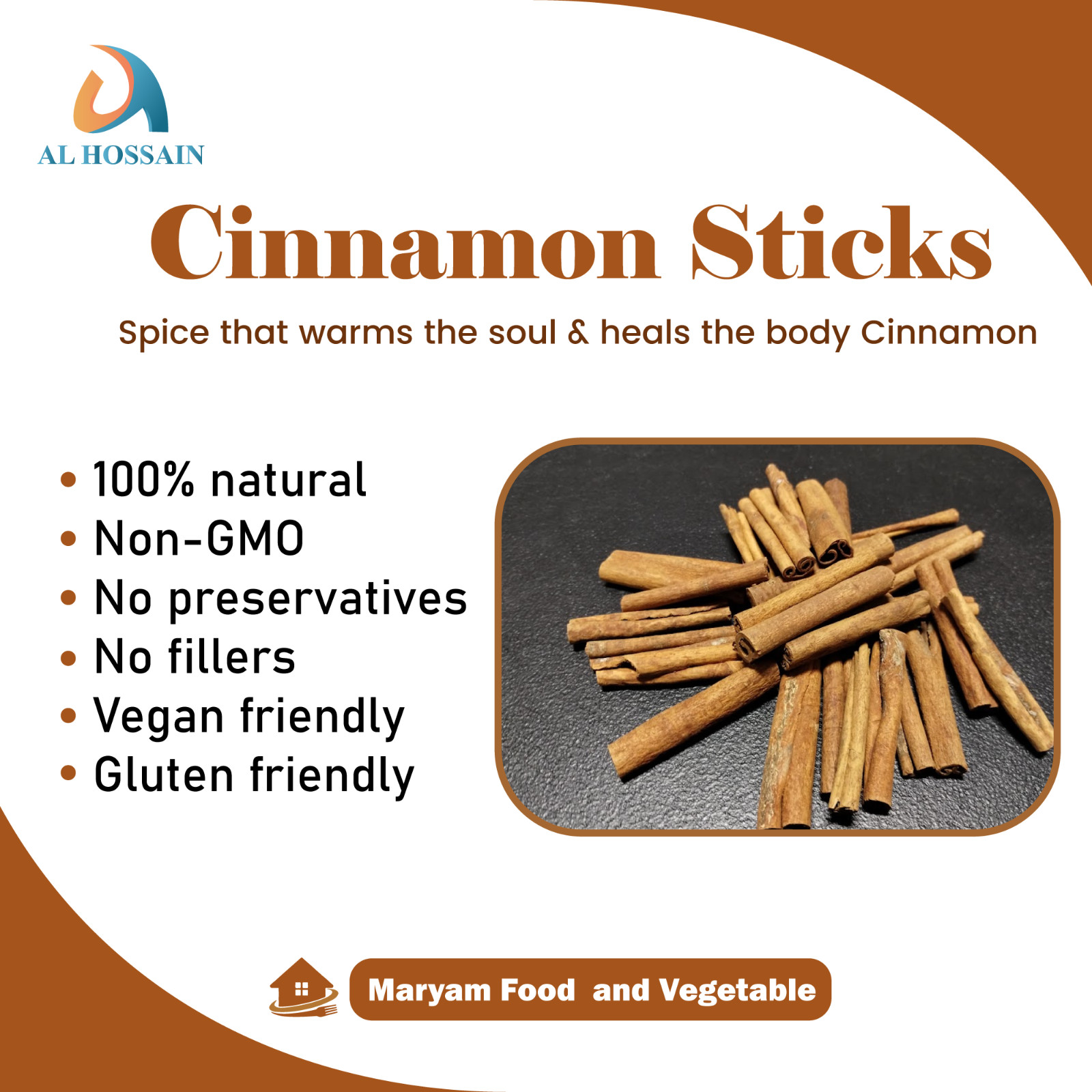 Al Hossain Cinnamon Sticks 250g / 5kg Bulk | Whole Cinnamon for Tea, Baking & Co