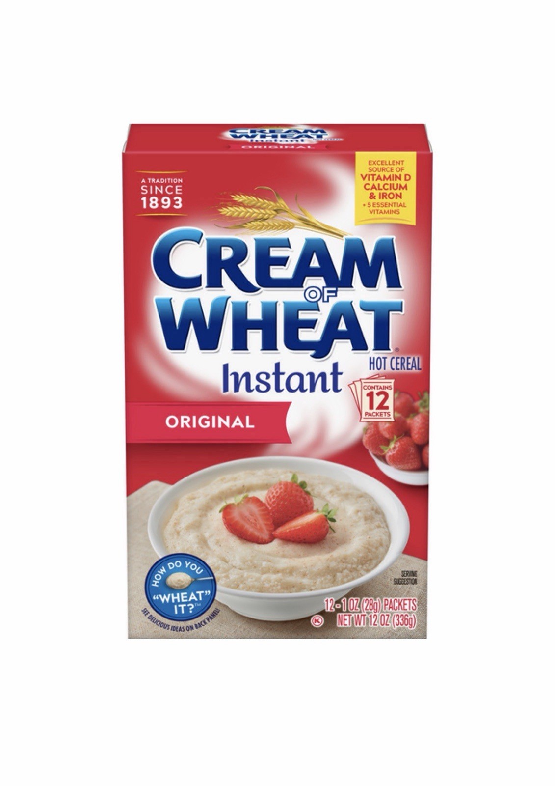 Cream of Wheat Instant Hot Cereal, Original , 12 Packets (12 Oz) x3 Boxes