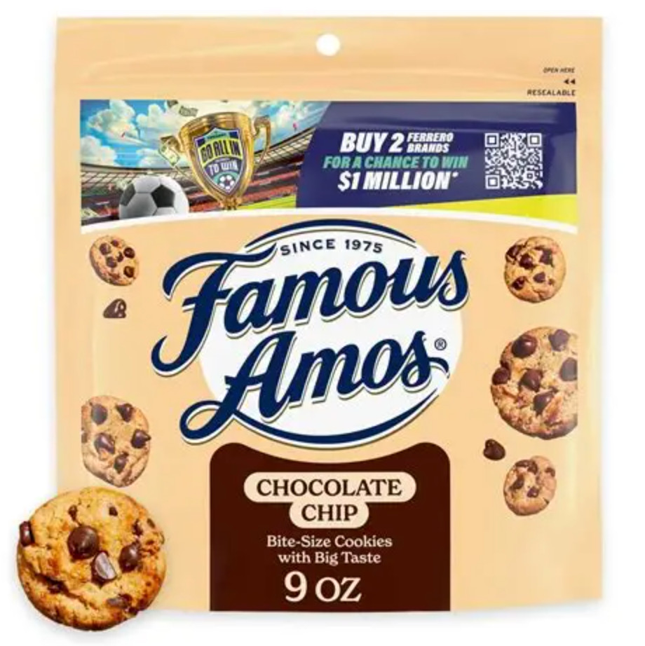 Famous Amos Classic Chocolate Chip Cookies, Bite-Size Cookies, 9 oz exp 11/2026