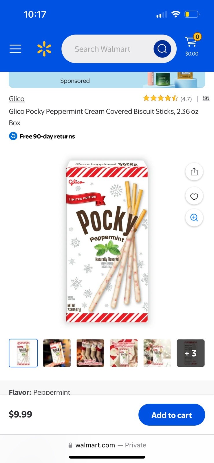 Glico Pocky Peppermint Cream Covered Biscuit Sticks 2.36oz/(67g)