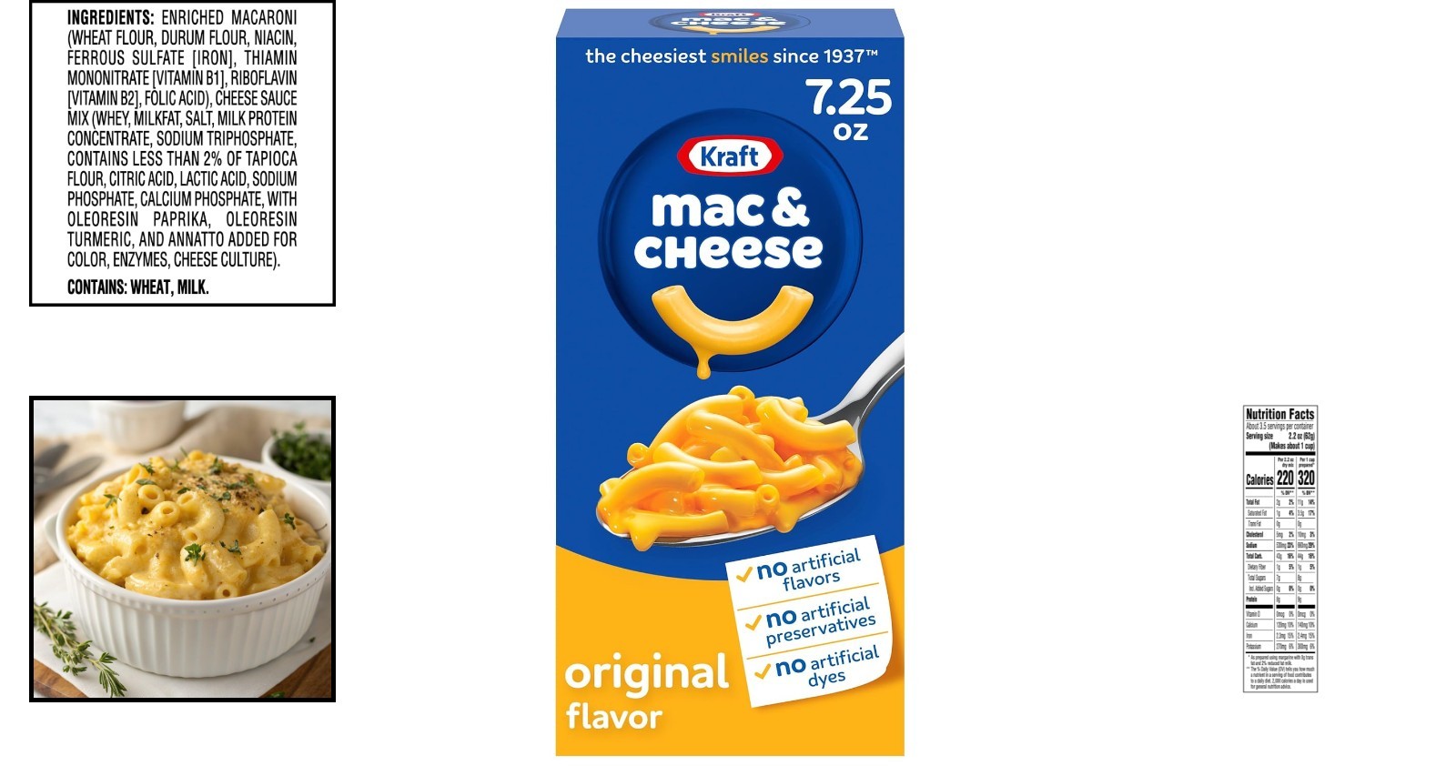 Comforting Kraft Mac & Cheese, Vegetarian & No Artificial Flavors, 7.25 oz