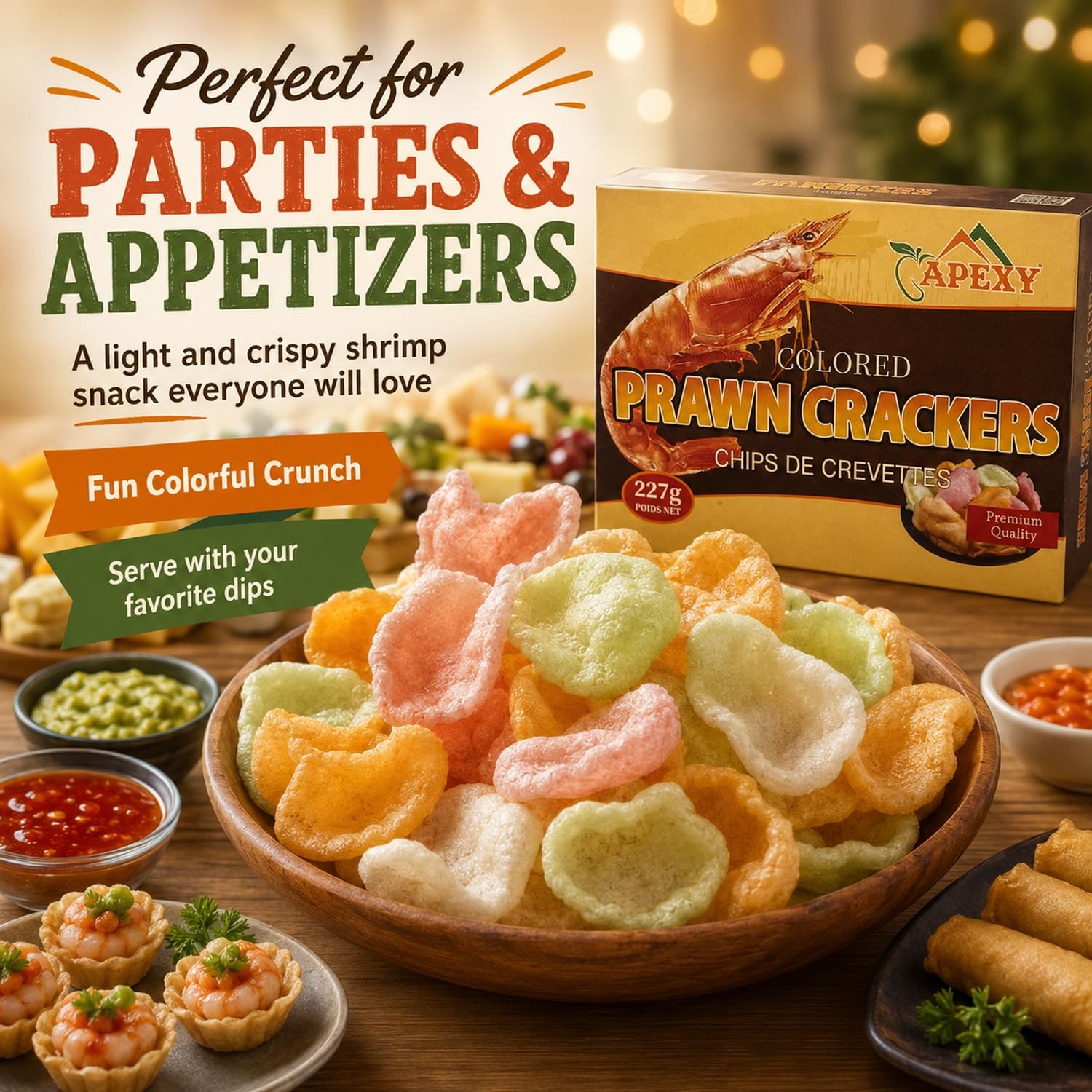 Apexy Prawn Crackers Uncooked Shrimp Chips, 8 Ounce (Pack of 1), Multi Color
