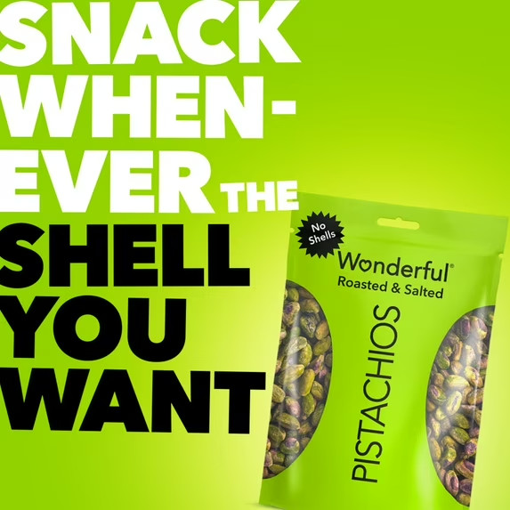 Wonderful Pistachios, No Shells Roasted & Salted Pistachios, 12 Ounce Bag