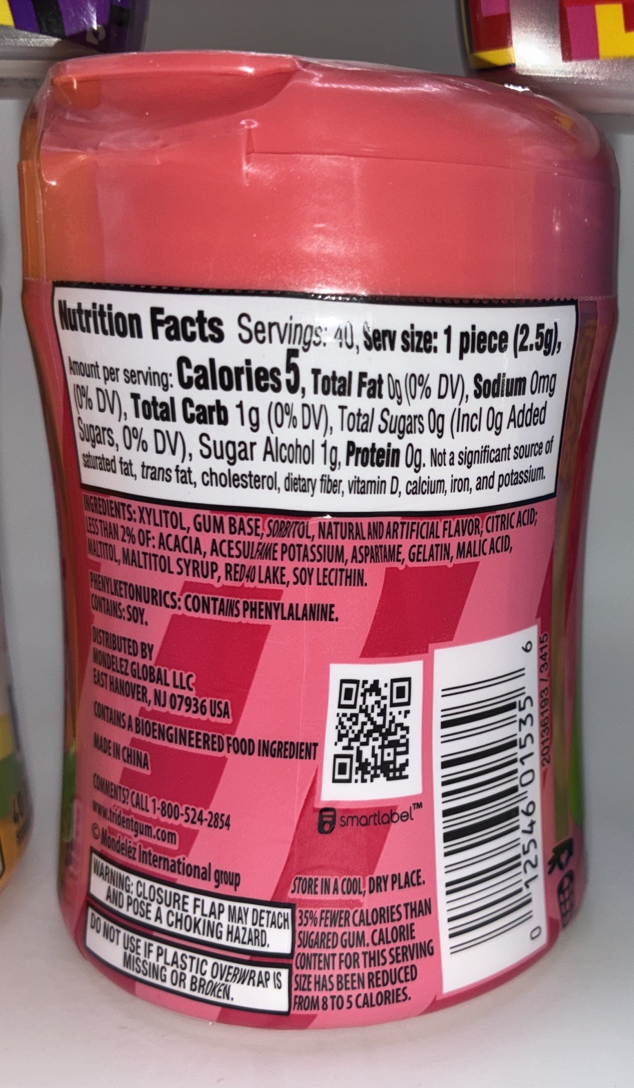 🍭LOT Mentos & Trident Sour Grape,Strawberry,Watermelon Gum 6 Bottles Sugar Free