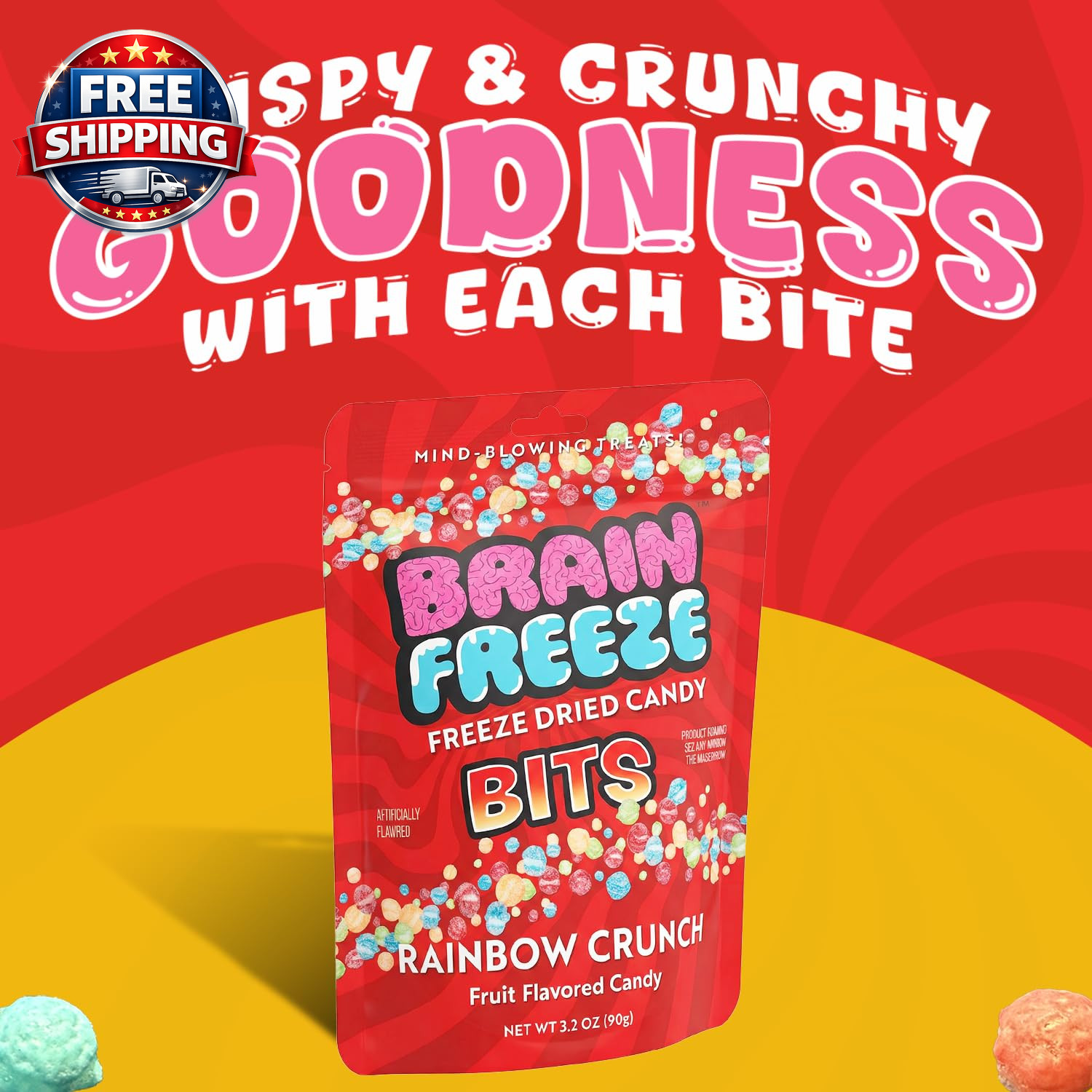 Rainbow Crunch Freeze Dried Candy Bits – 3.2 Oz Bag (Pack of 1) – Sweet and Sour