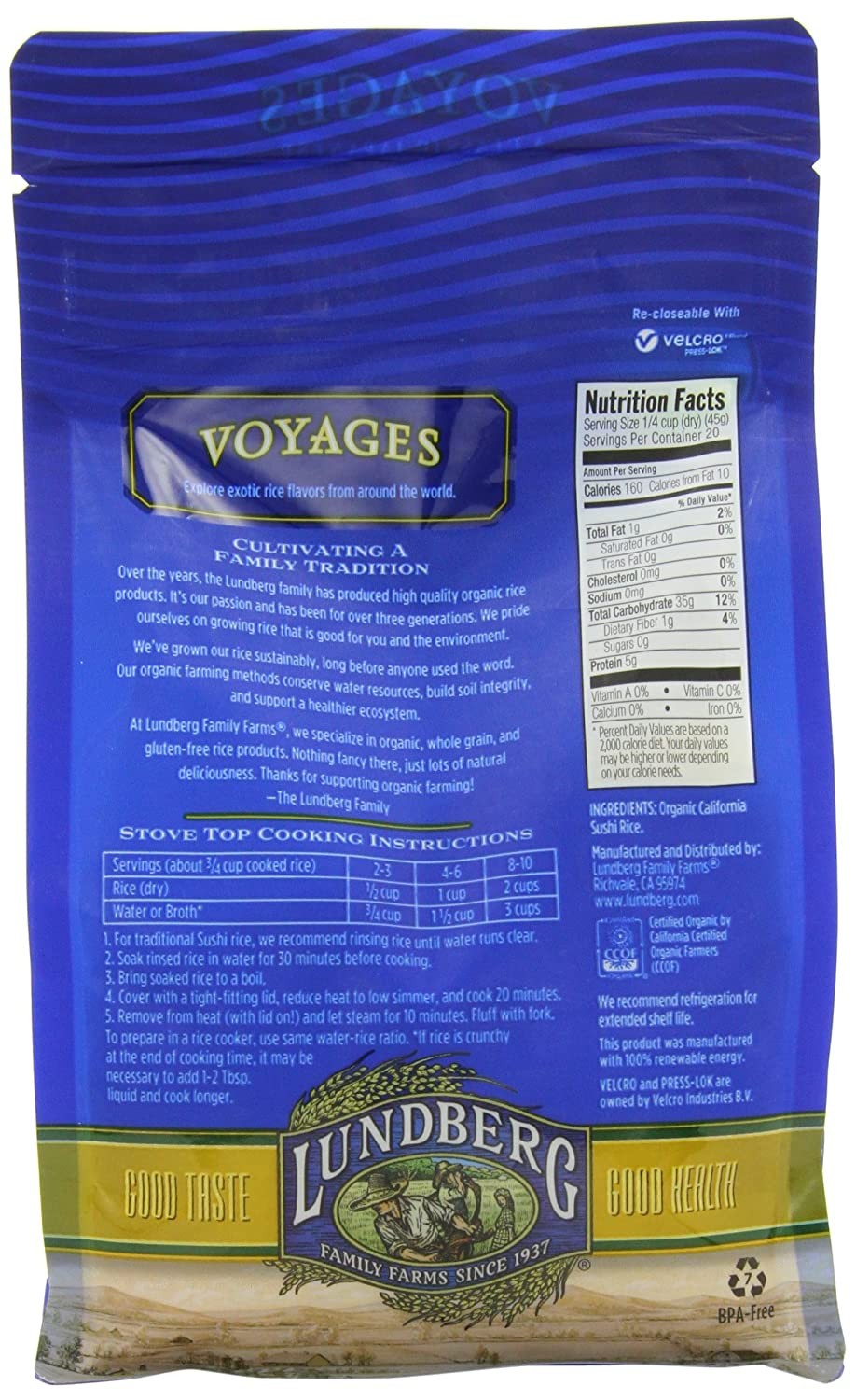Lundberg Family Farms Organic Sushi Rice, California White, 32 Ounce