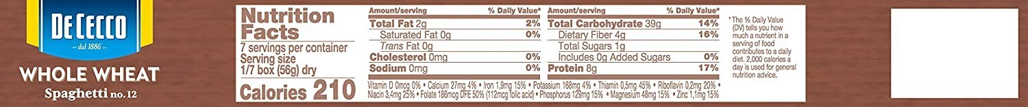 De Cecco Whole Wheat Spaghetti Dry Pasta, Case of Twelve 13.25 Ounce Boxes