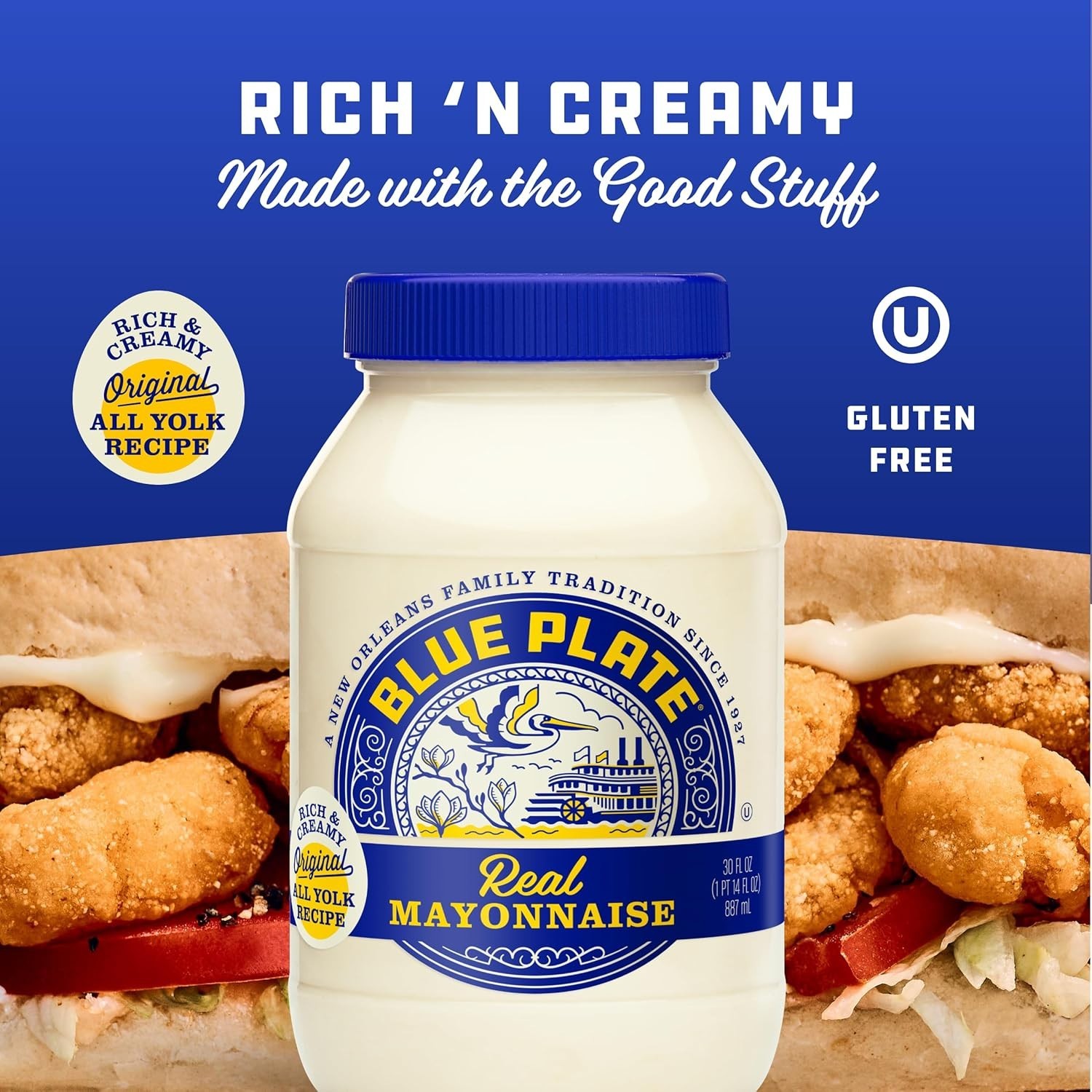 Blue Plate Real Mayonnaise, 30-Ounce Jar, Homestyle Mayo For Chicken Salad to