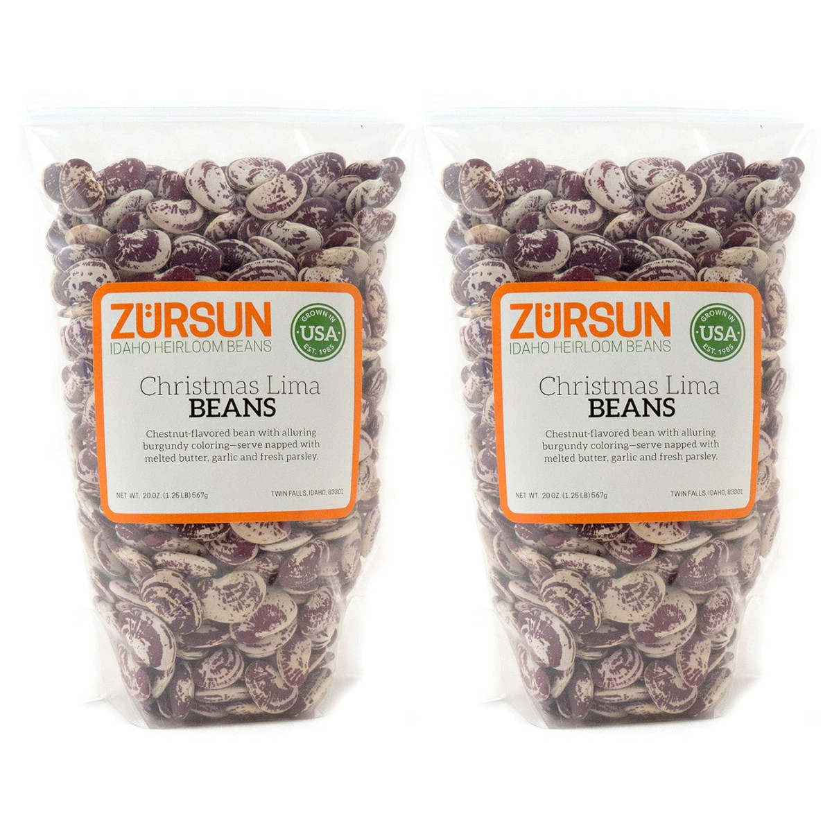 Zursun Heirloom Dry Christmas Lima Beans 20 oz each (2-Pack)