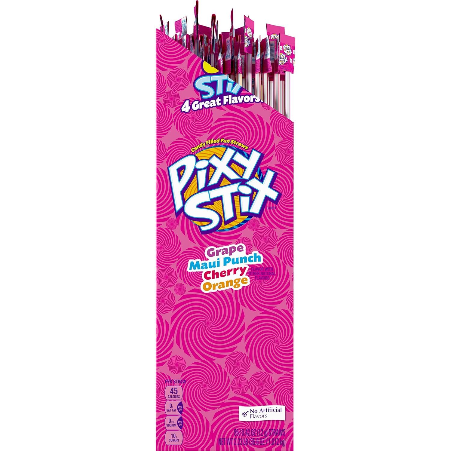 Pixy Stix Candy Variety Pack 85 Count Fruity Flavors Grape Cherry Orange