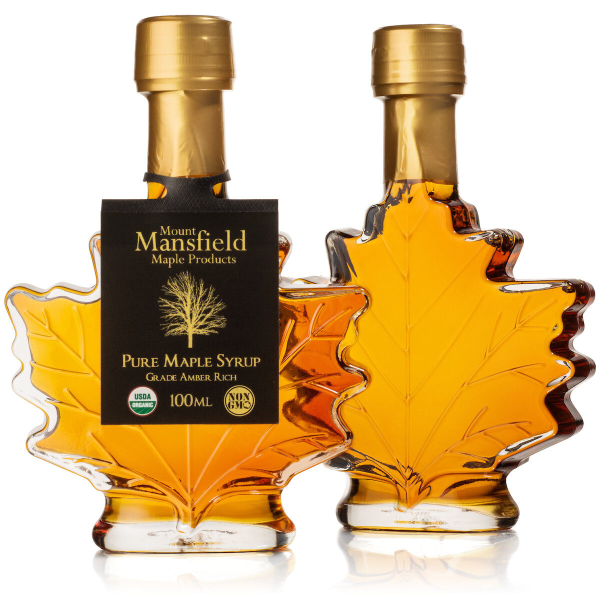 Mansfield Maple 100ml Glass Leaf Organic Vermont Maple Syrup Wedding Favors