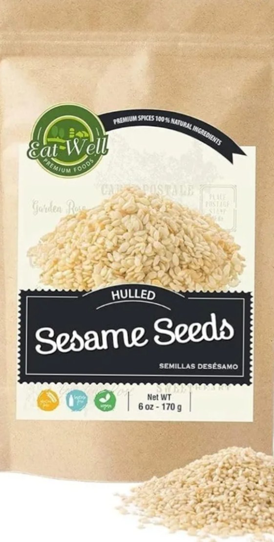 Eat Well Sesame Seeds, 6 oz Hulled White Sesame Seeds, Fresh Raw Whole Hulled