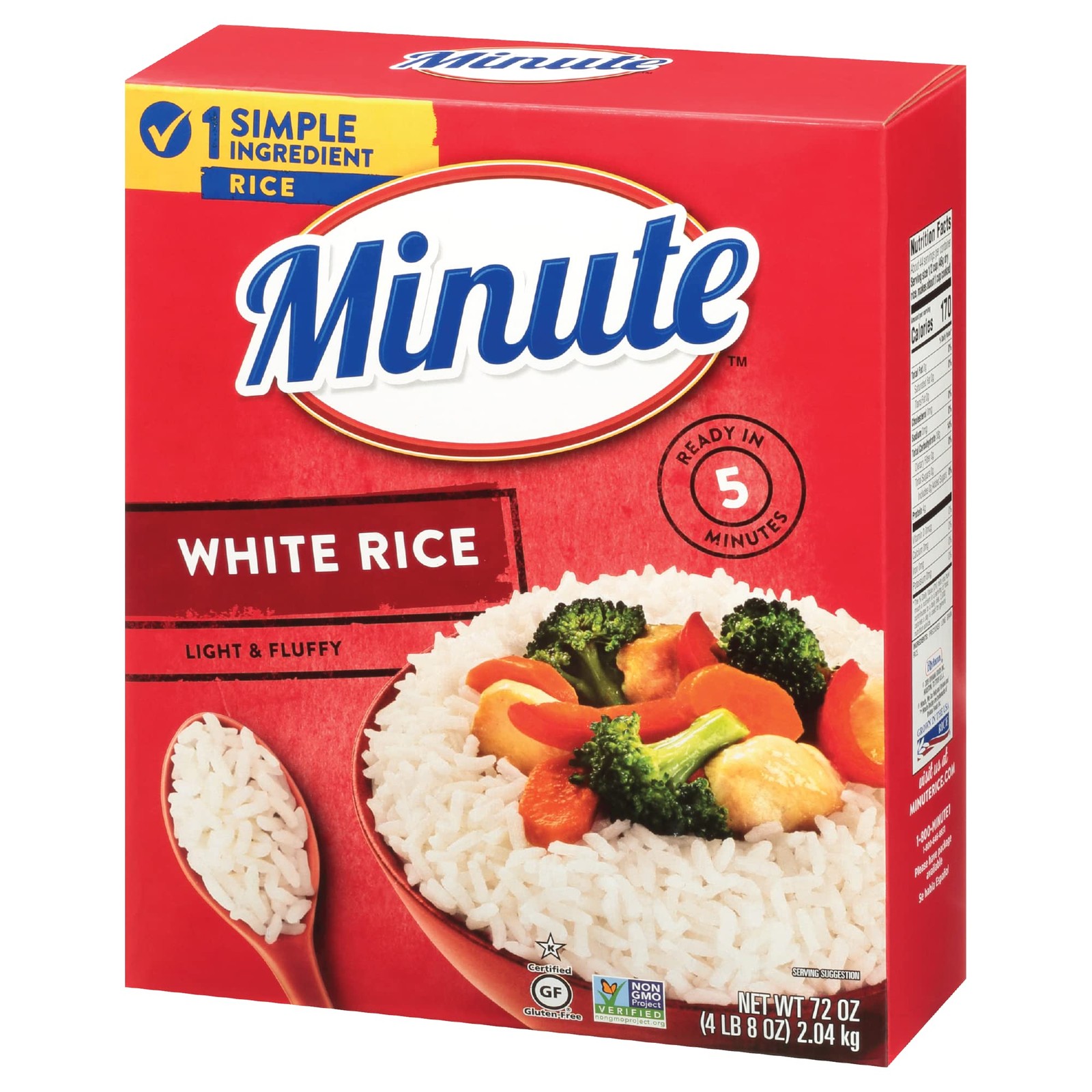 Minute Instant White Rice 72-Ounce Box Light and Fluffy for Quick Dinner Meals