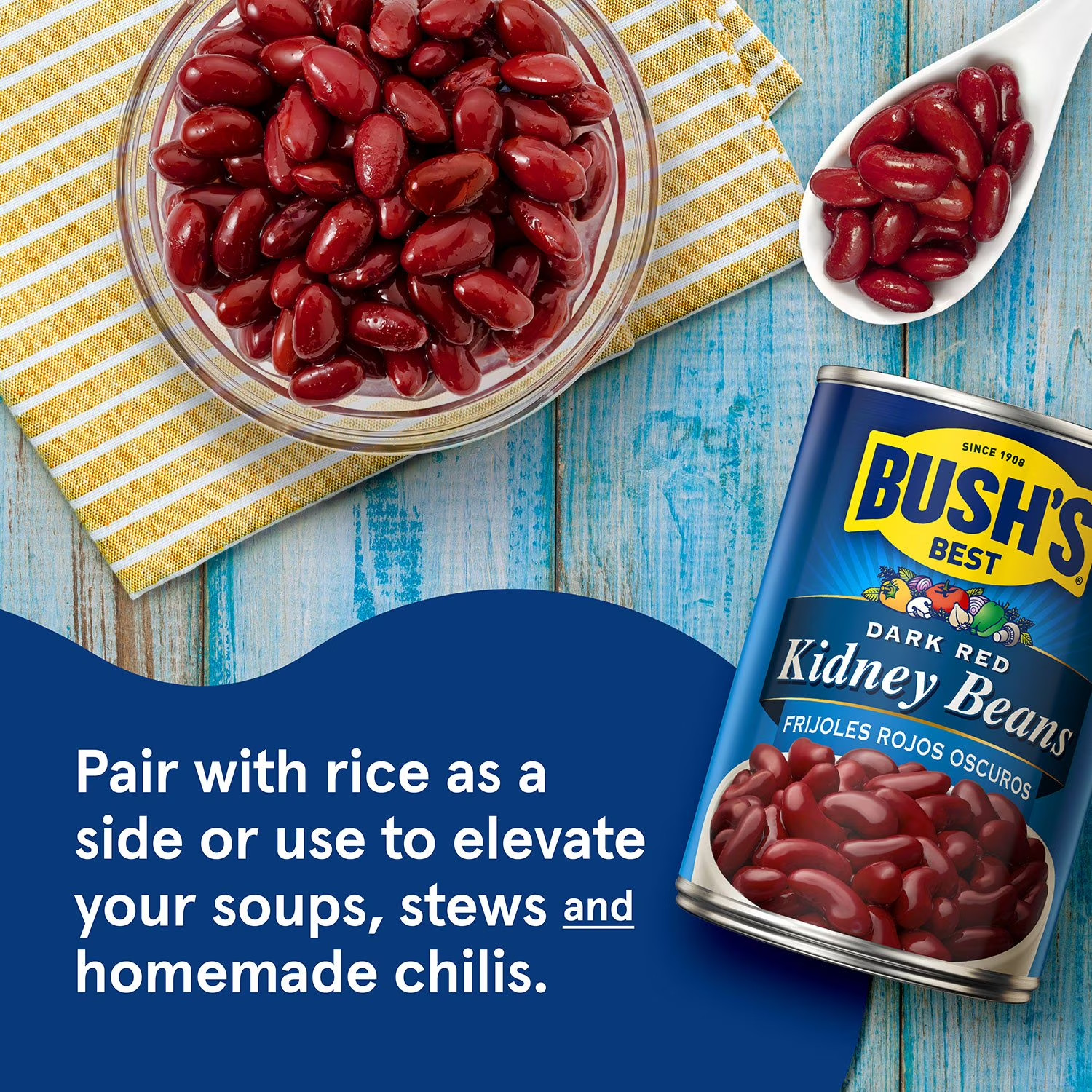 Bush’s Dark Red Kidney Beans – 16 oz Cans, 6 Pack