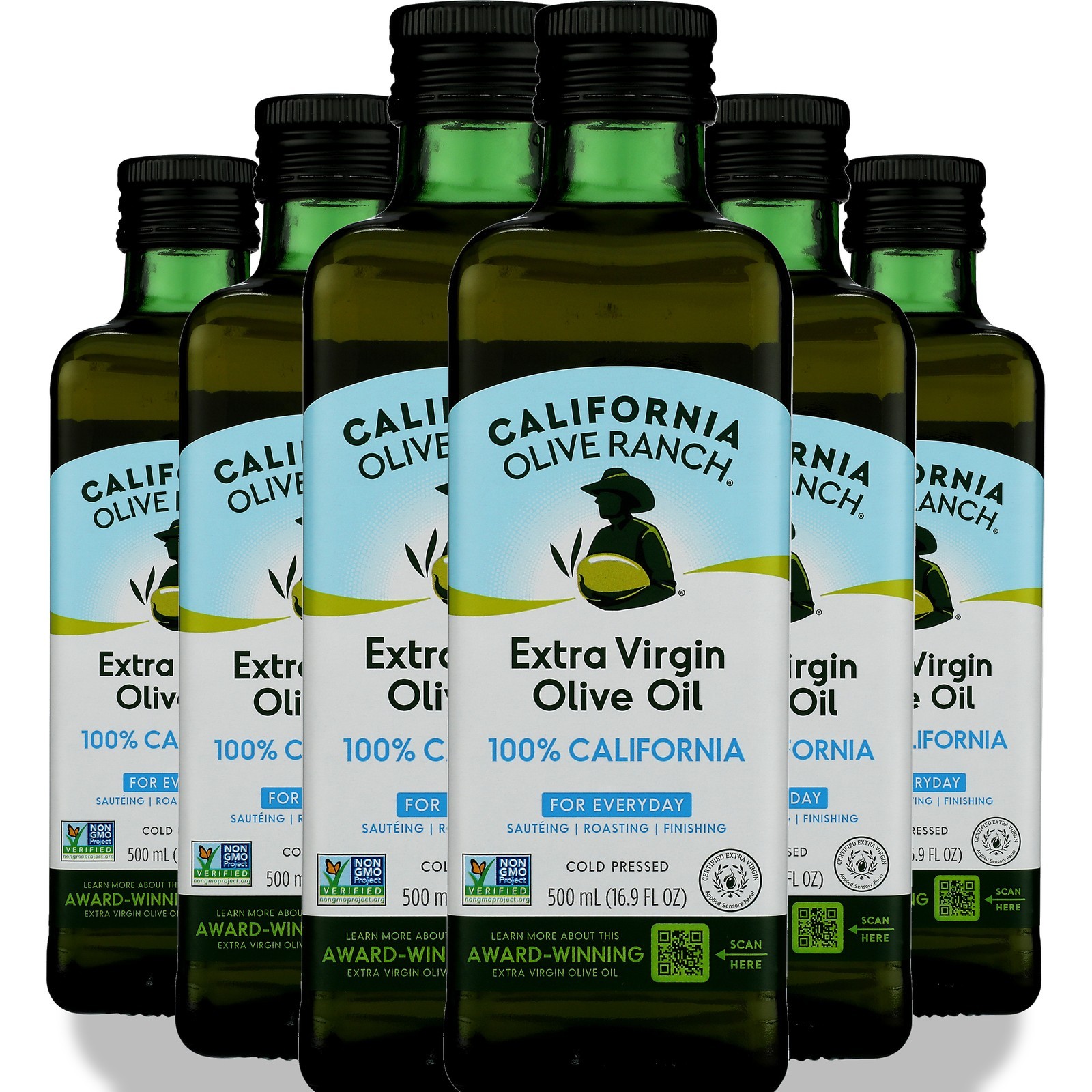 Extra Virgin Olive Oil California Ranch 500Ml Bottle 16.9 Floz 6 Pack