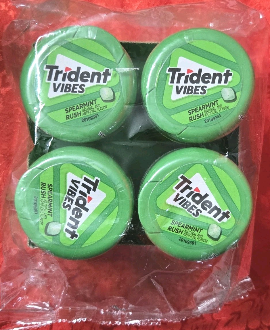 Trident Vibes Spearmint Rush Chewing Gum 40 Pieces 4 Pack 160 Pc Total BB 12/26