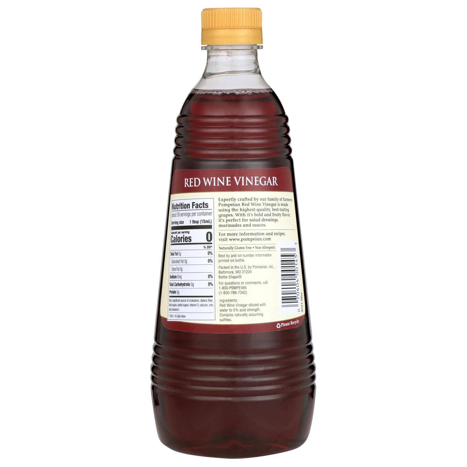 Pompeian Gourmet Red Wine Vinegar – 30 Fl Oz – Vinegar for Cooking – Bold and Fr
