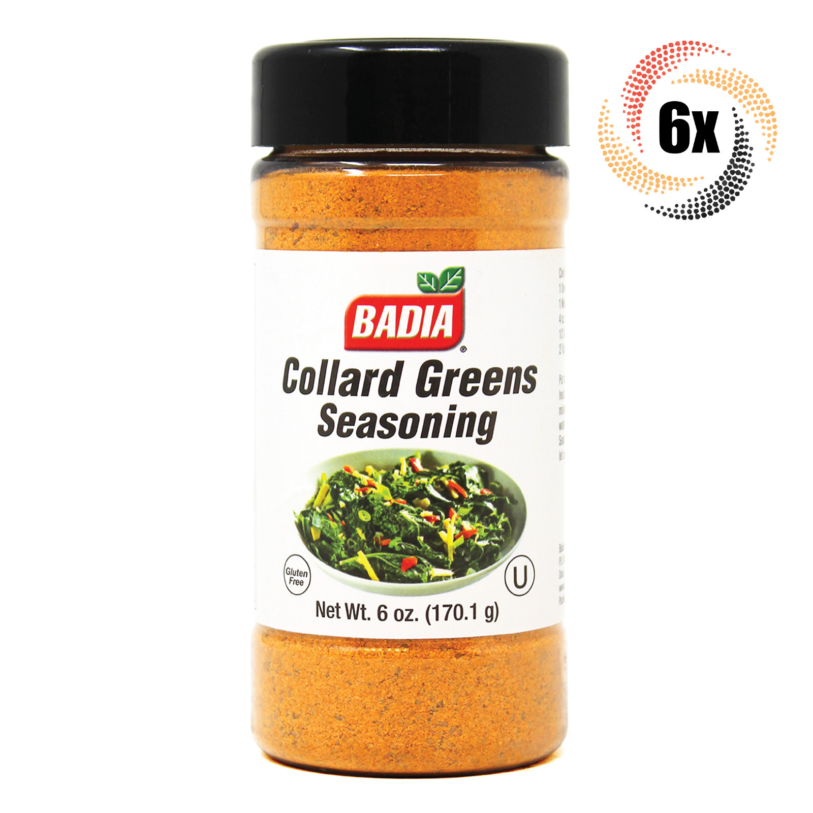 6x Shakers Badia Collard Greens Seasoning Fat & Gluten Free 6oz Fast Shipping!