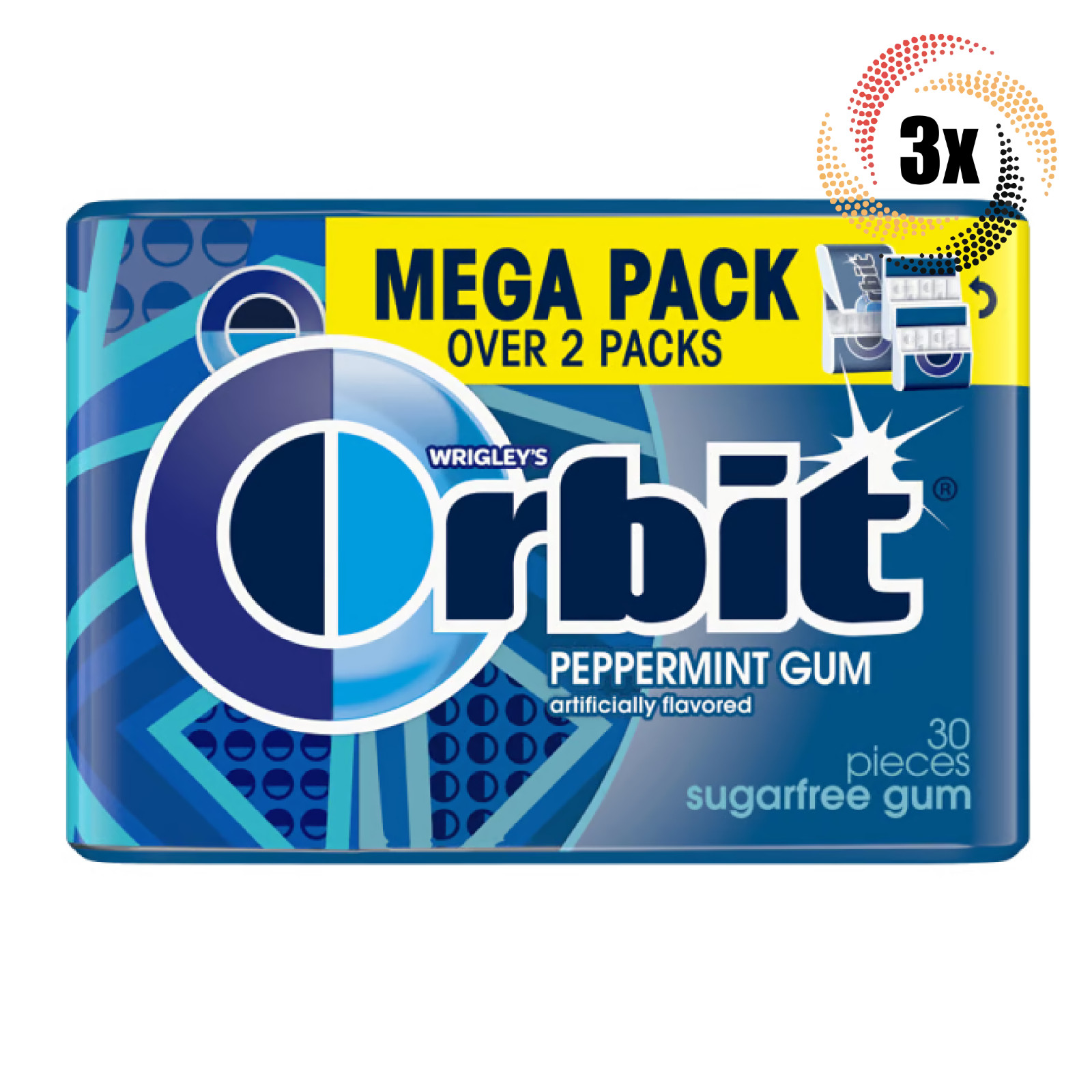 3x Packs Wrigley’s Orbit Peppermint Flavor Gum | 40 Pieces Each | Sugar Free