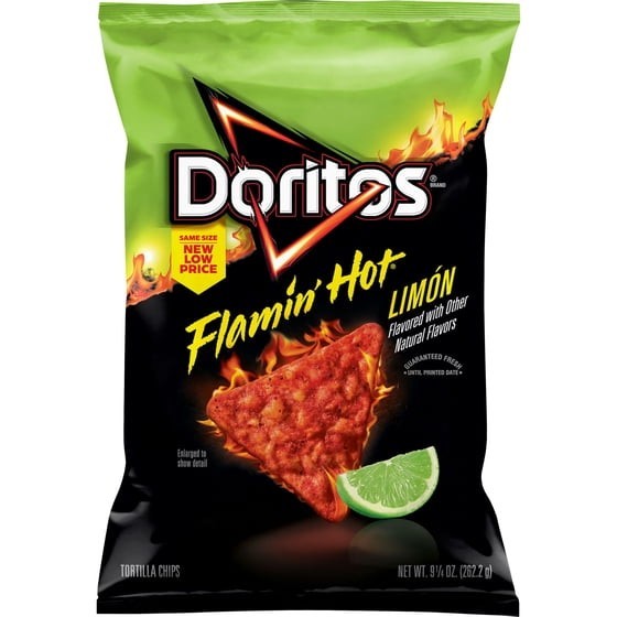 Doritos Flamin’ Hot Limon Flavored Tortilla Chips, 9.25 oz Bag