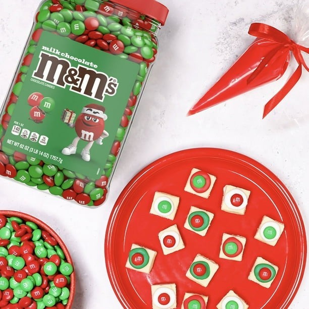 m&m’s MILK CHOCOLATE CHRISTMAS CANDY 62 OZ Pantry Jar ~ New, Red & Green Mix!🎄