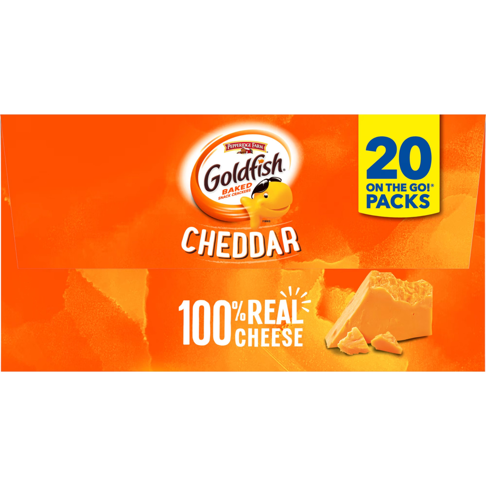 Goldfish Cheddar Cheese Crackers 20 Pack 1oz Baked Snack Packs On-The-Go..