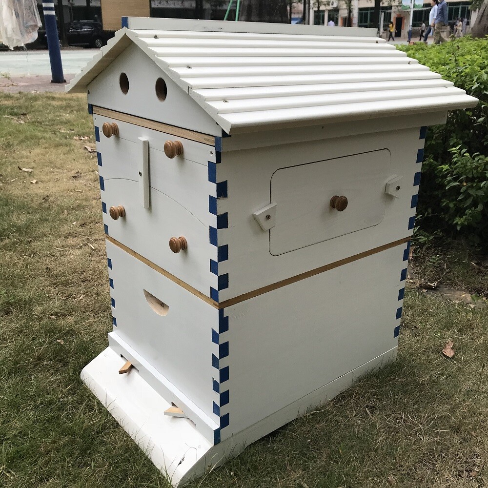 Fir Wooden Beekeeping Beehive House +7x Upgraded Auto Honey Bee comb Hive Frame