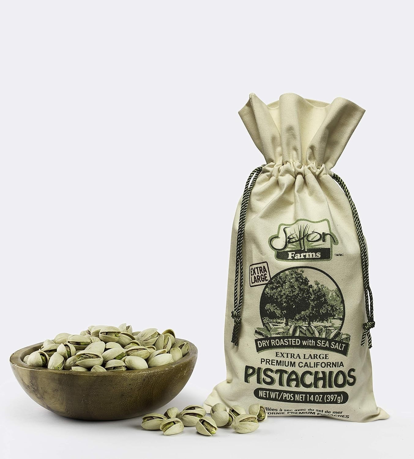 California Pistachios Dry Roasted with Sea Salt Burlap Large Gift Bag| 14 Ounce