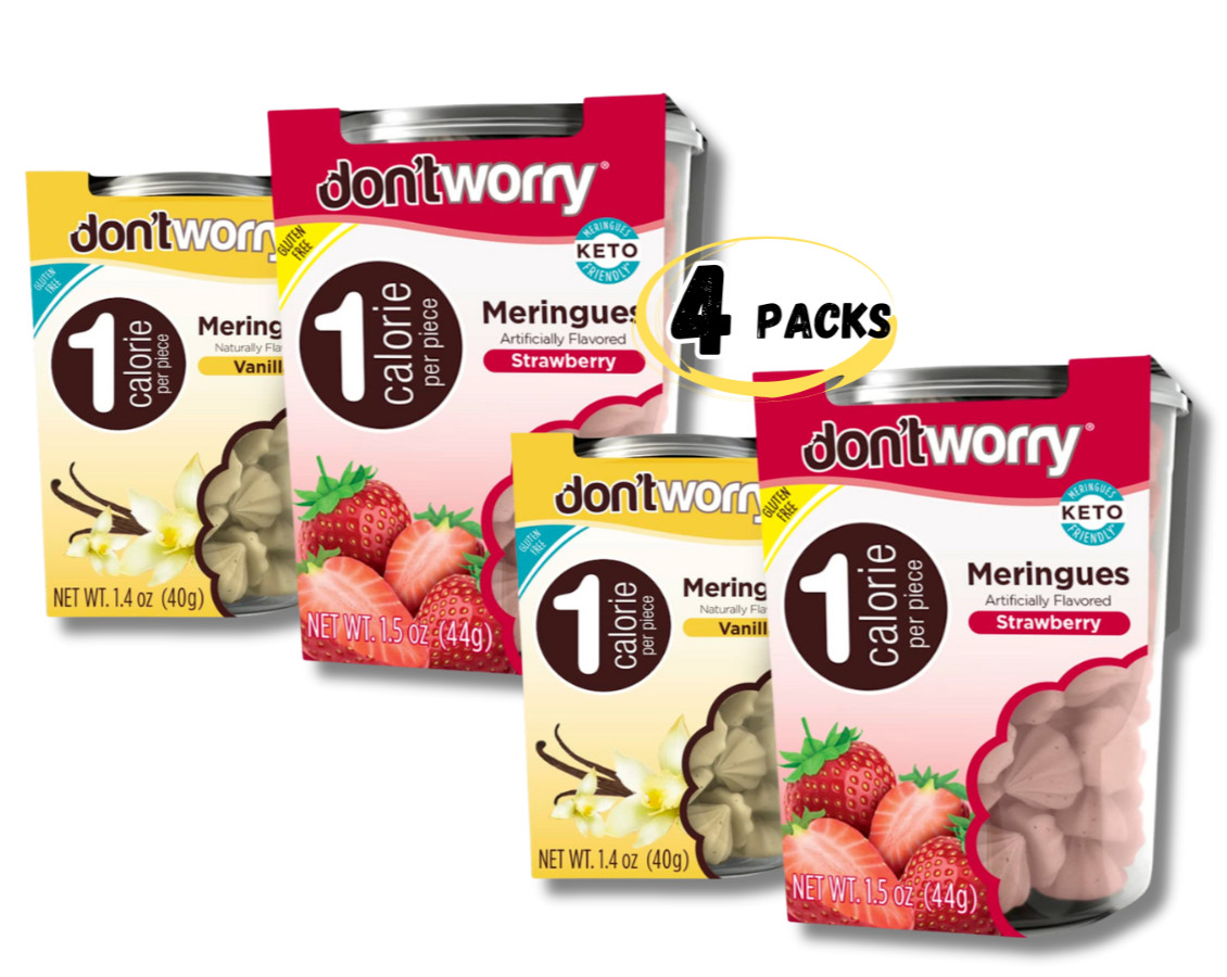 Don’t Worry Meringue Cookies Keto Friendly | Strawberry & Vanilla | 4 PACKS