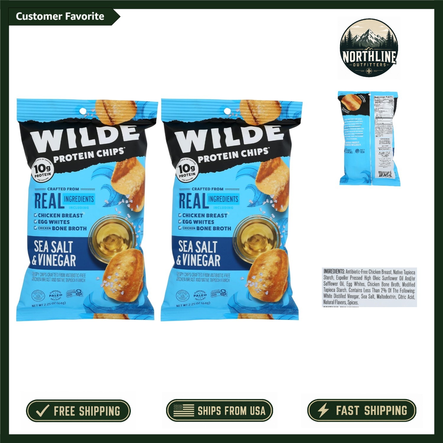 Delicious Sea Salt & Vinegar Chicken Chips – Snack Pack, Natural Protein Boost