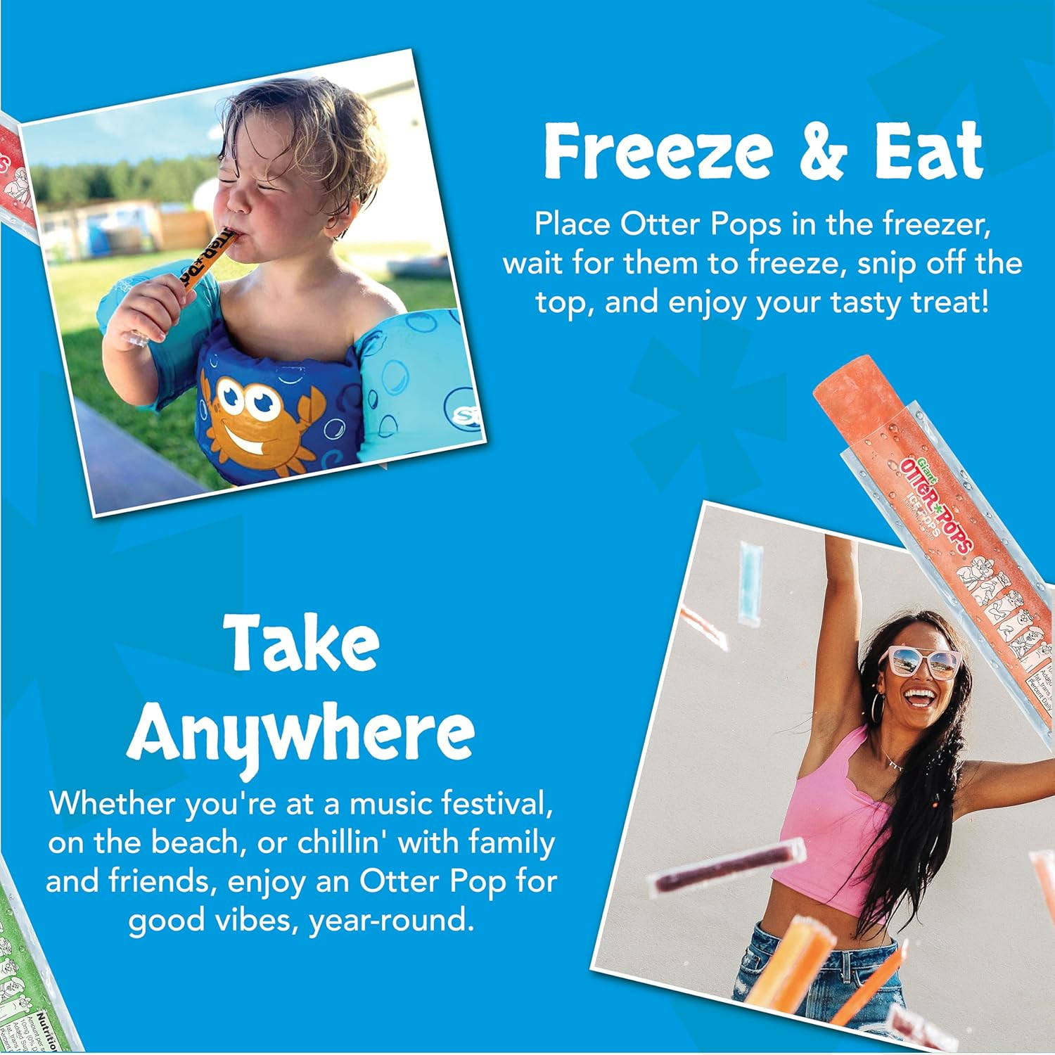 Original Assorted Freezer Pops 1Oz Freeze Pops in Six Zippy Flavors 100 Count