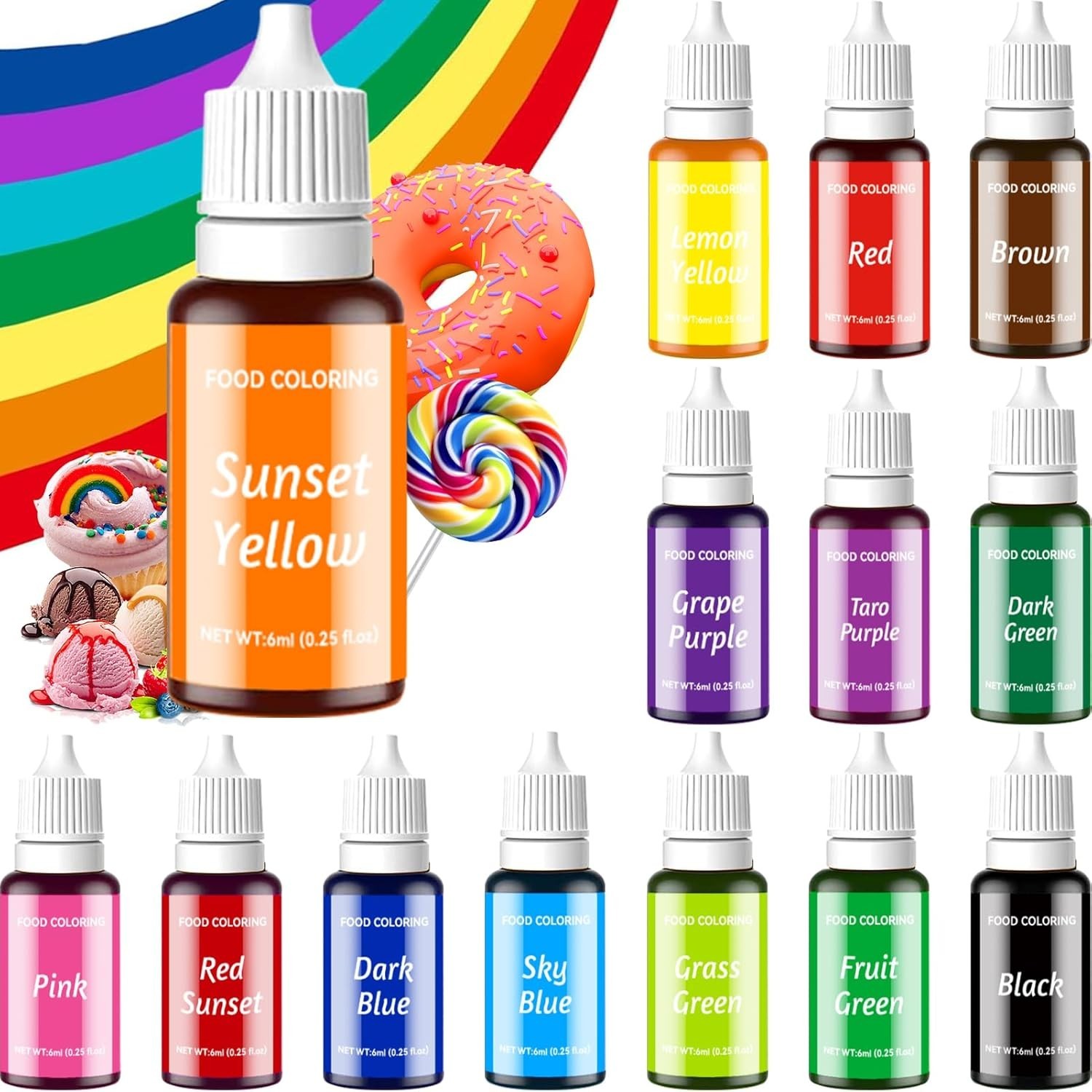 Food Coloring Liquid Set – 14 Colors Food Grade Concentrated Food Coloring fo…