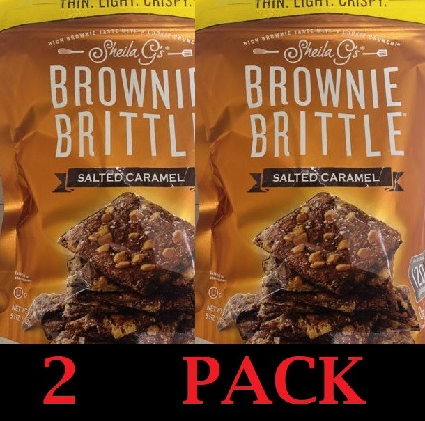 2x Sheila G’s Brownie Brittle SALTED CARAMEL Cookie Snack Thins 5 oz Bag 2 PACK