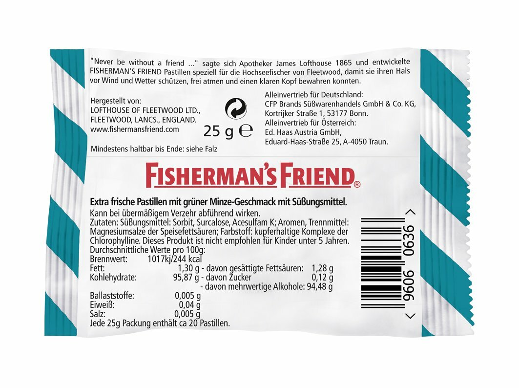 Box with 24 Bags Fisherman´s Friend ( Spearmint ) sugarfree New from Germany