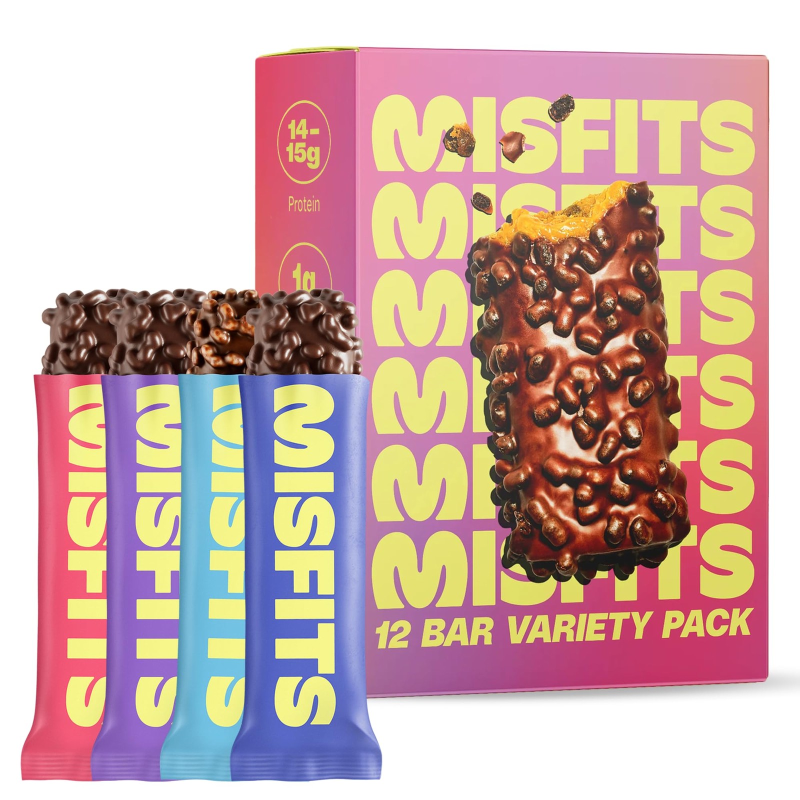 Misfits Protein Bar Variety Pack | Nutrition Bars – 12 Count (Pack of 1)