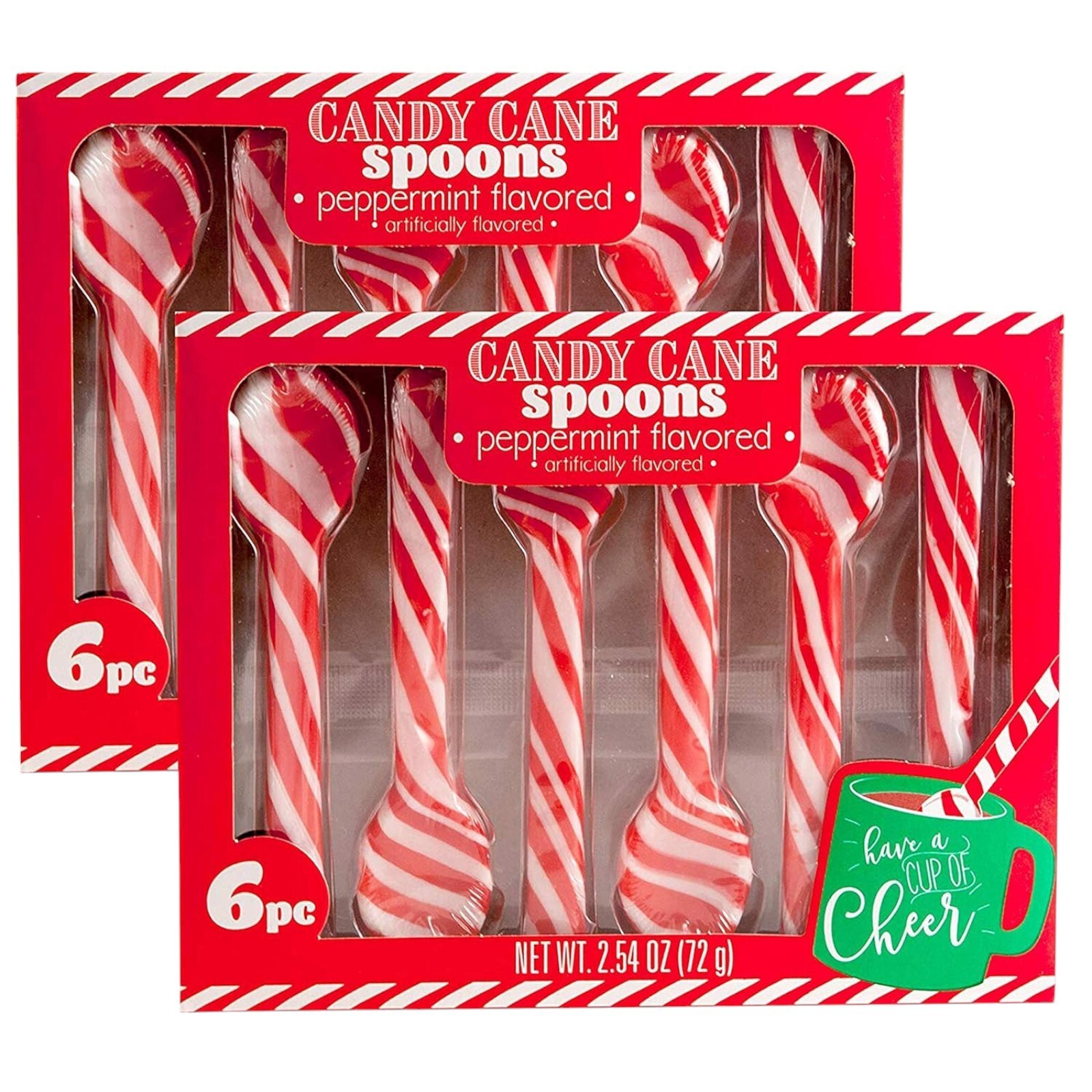 2 Pack Candy Cane Peppermint Spoon Edible Spoons Hot Chocolate and Coffee
