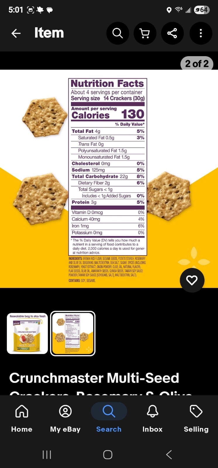 Crunchmaster Multi-Seed Crackers, Rosemary & Olive Oil, 4 Ounce