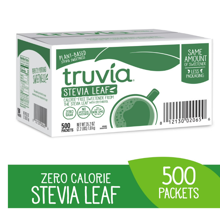 Truvia Natural Stevia Sweetener Packets, 35.2 Ounce, 500 Count (Pack of 1)