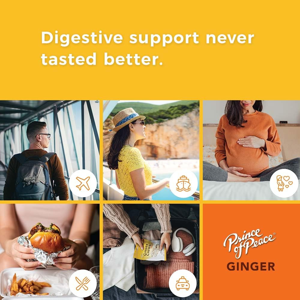 Prince of Peace Ginger Chews Assrted Flavors, 8 Oz – Lemon, Lychee, Blood Orange
