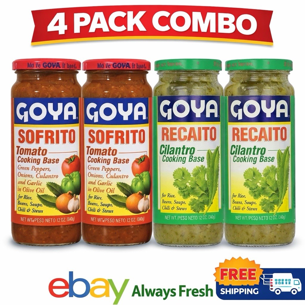 Goya Recaito & Goya Sofrito Cooking Base 4 – 12 Oz Jars (2 of Each)