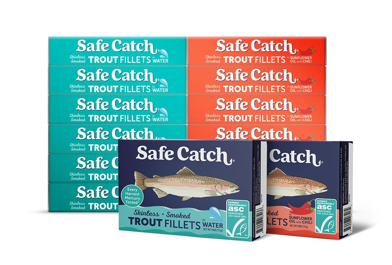 Safe Catch Smoked Rainbow Trout Fillets in Water and in Sunflower Oil with Ch…