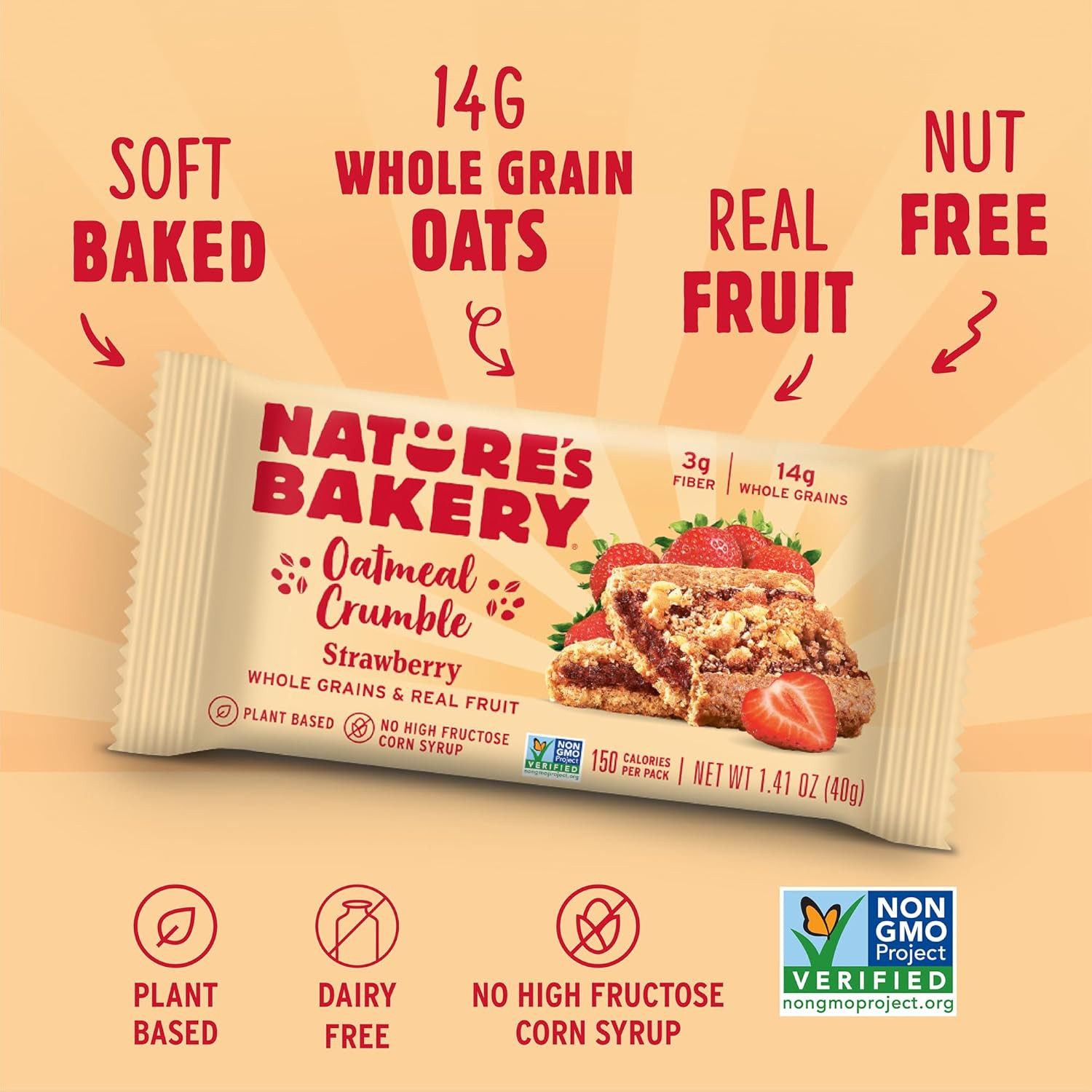 Nature’S Bakery Oatmeal Crumble Bars, Strawberry, Real Fruit, Vegan, Non-Gmo, Br