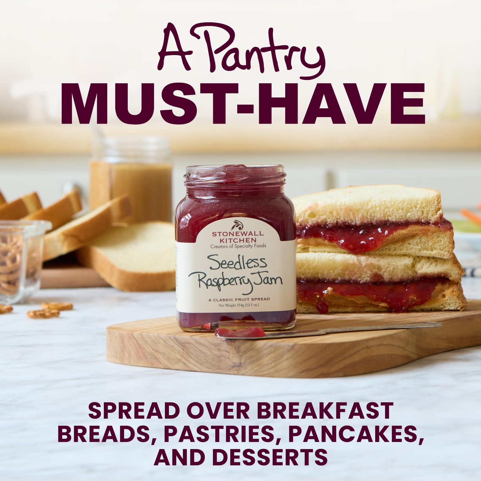 Stonewall Kitchen Seedless Raspberry Jam, 12.5 Ounce (Pack of 1), Red