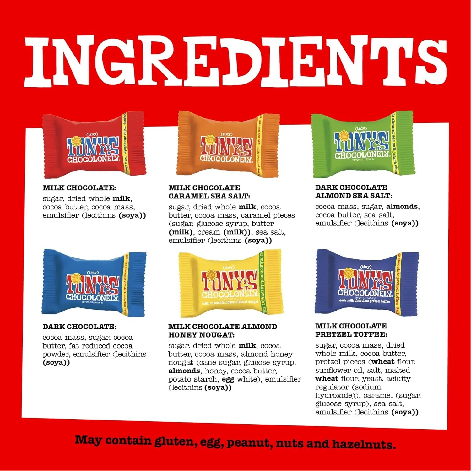 Tony’s Chocolonely Assorted Chocolate Candy Pieces,Belgian Milk & Dark Chocolate