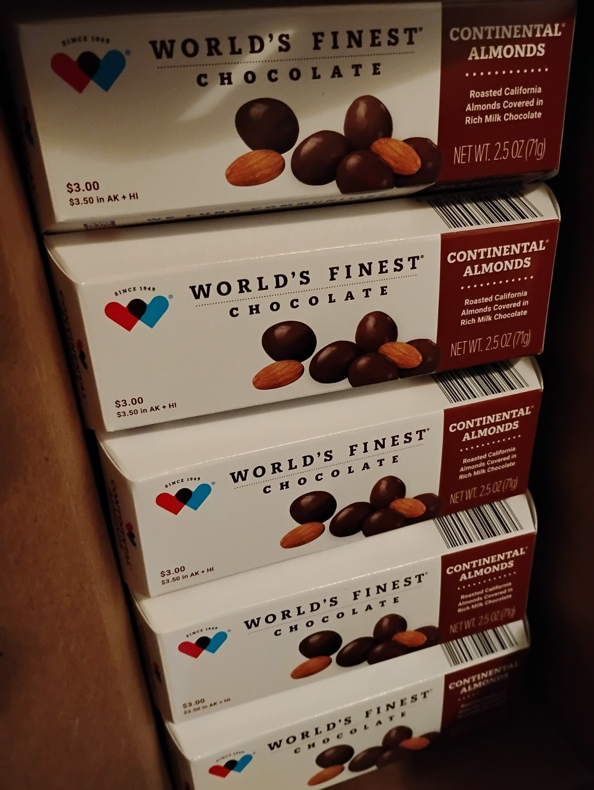 **WORLD’S FINEST CHOCOLATE Continental Almonds Covered in Milk Chocolate 6 Boxs