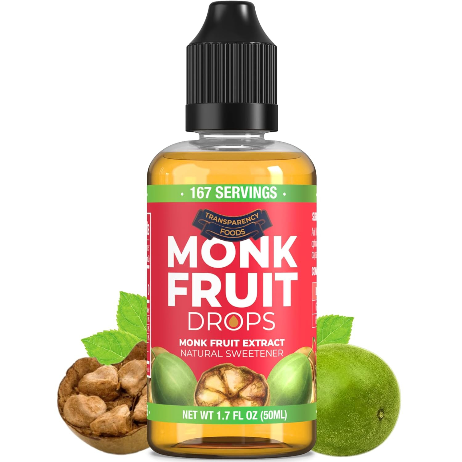 Monk Fruit Extract (6 Drops = 1 Tsp of Sugar) Zero Calories, Non-Gmo, No Fillers