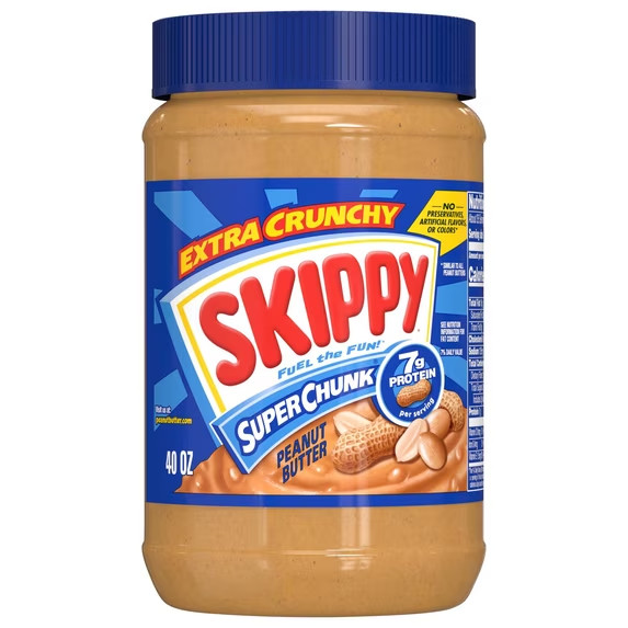SKIPPY SUPER CHUNK Peanut Butter, 7 g Protein Per Serving, Shelf-Stable, 40 oz