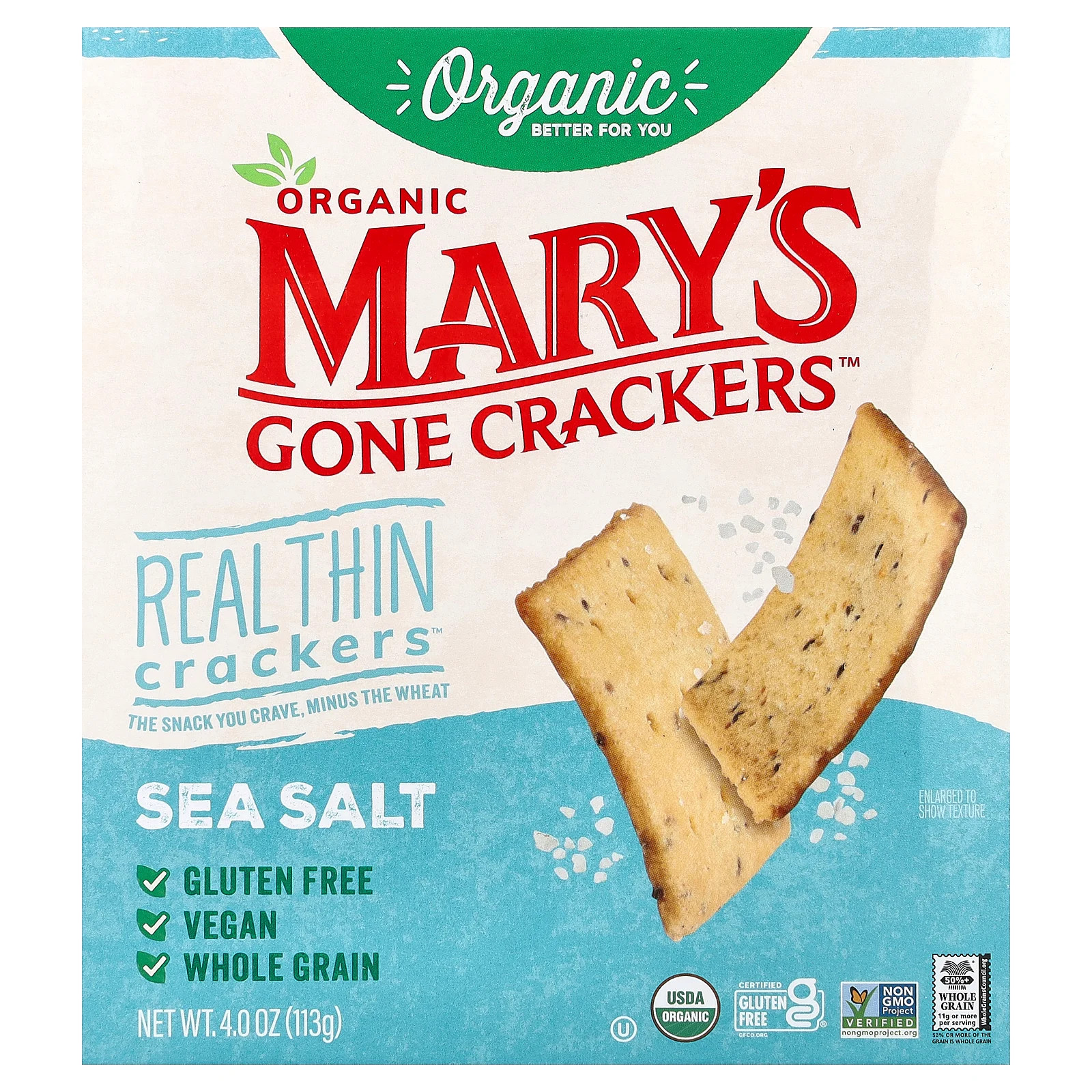 Organic Real Thin Crackers™, Sea Salt, 4 oz (113 g)